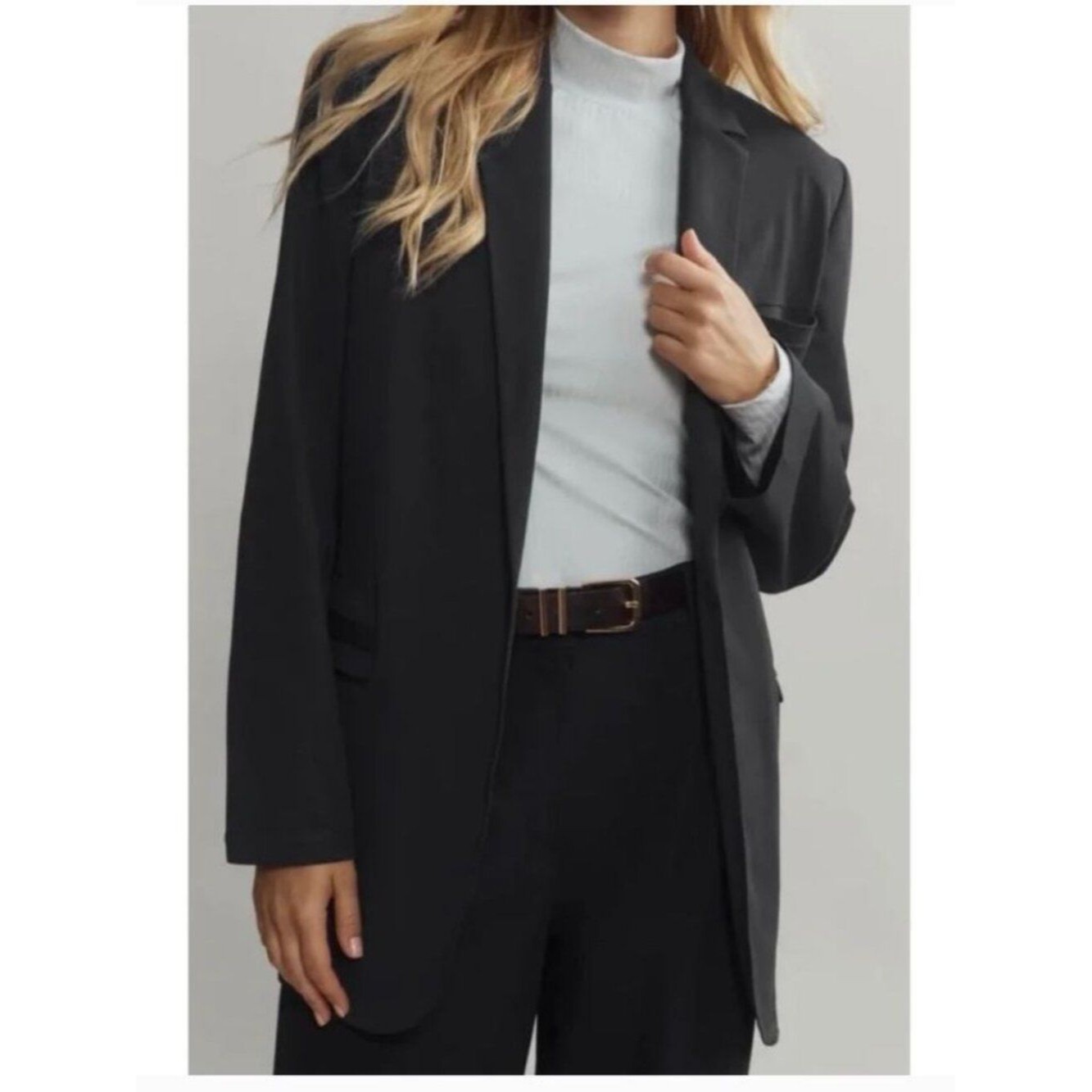 Rhone Commuter Boyfriend Blazer Women's Sz S One Button Jacket Black Career